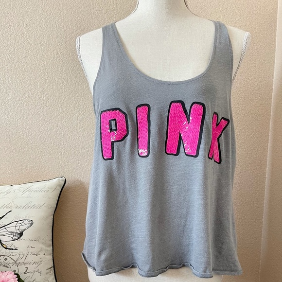 Pink Victoria’s Secret sequin bling crop top smalll - Picture 2 of 5